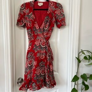 Denim & Supply Ralph Lauren Orange Tropical Floral Mini Wrap Dress